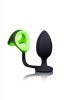 Butt plug cock ring & ball strap - gitd - neon green/black